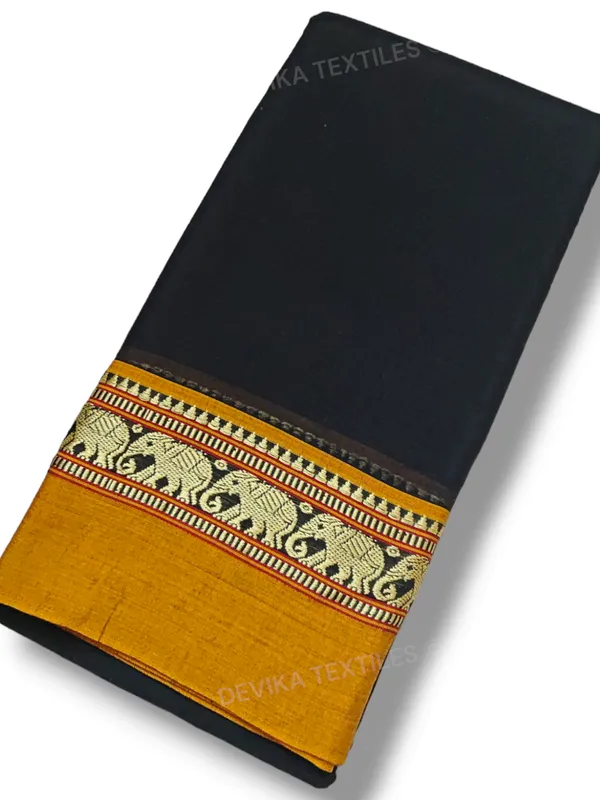 Black_Single_Elephant_Narayanpet_Pure_Cotton_Saree_with_running_blouse_piece(Same_as_saree)
