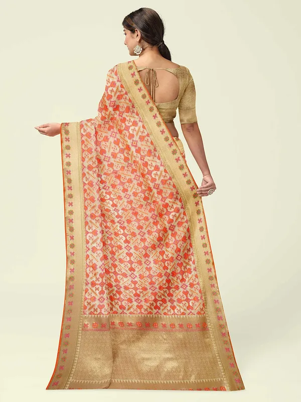 Beige_Cotton_Blend_Banarasi_Sarees_For_Women
