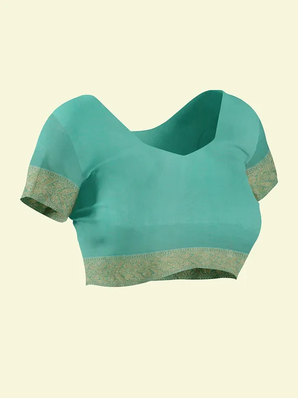 Sea_Green_Cotton_Blend_Banarasi_Sarees_For_Women