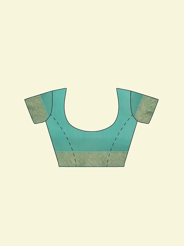 Sea_Green_Cotton_Blend_Banarasi_Sarees_For_Women