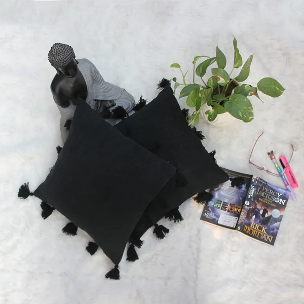 Pack_of_2_Piece_Cotton_Midnight_Black_Marit_Tassel_Collection_Cushion_Cover_For_Living_Room_and_Bedroom