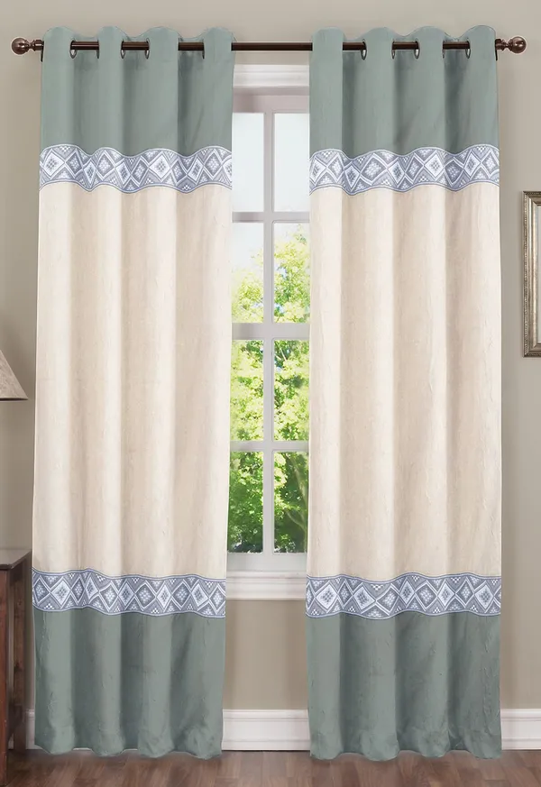 Pack_of_2_Cotton_Grey_Silver_Arizona_Ikat_Collection_Curtain_Set_for_Window_and_Door