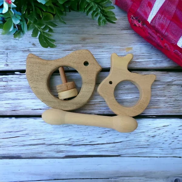 Beautiful_Dove_Rattle_&_Dumbbell_&_Rabbit_Shaped_Teethers_made_from_Pure_Neem_Wood