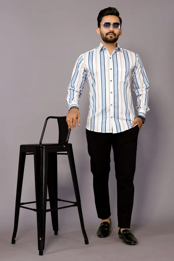 Pagazo_White_Blue_Printed_Shirt