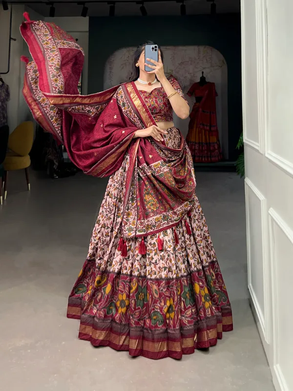 Maroon_Premium_&_Elegant_Dola_Silk_Lehenga_Choli_For_Women