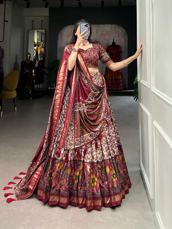 Maroon_Premium_&_Elegant_Dola_Silk_Lehenga_Choli_For_Women