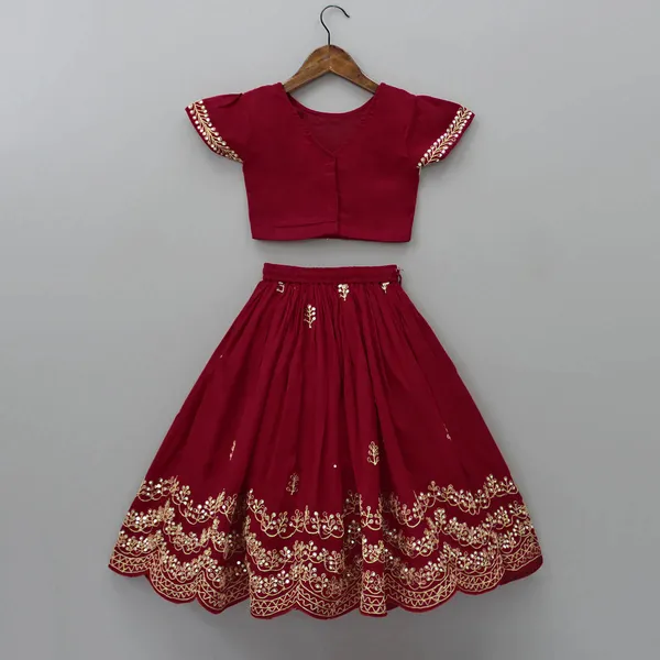 Maroon_Taffeta_Silk_Embroidered_Full_Stitched_Lehenga_Choli_Set