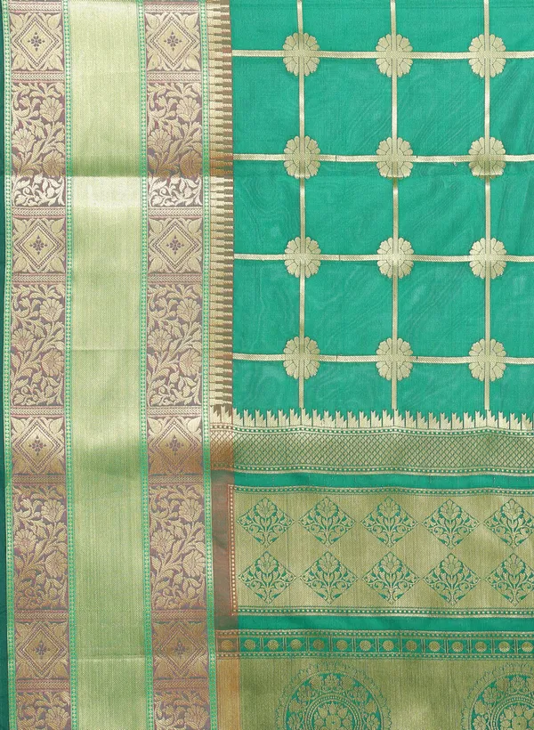 Green_Silk_Blend_Banarasi_Sarees_For_Women