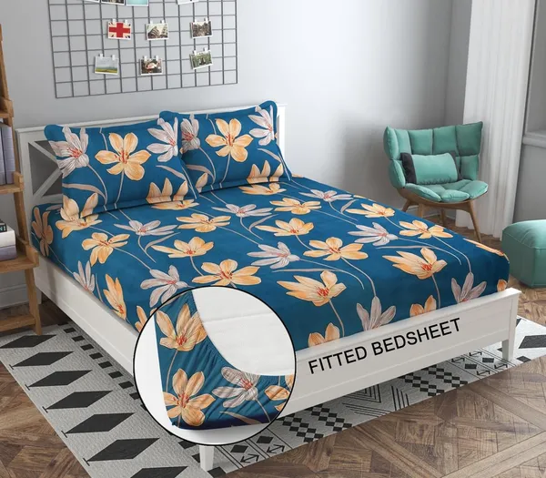 Green_Lilly_King_Size_Double_Bed_Elastic_Fitted_100%_Cotton_Bedsheet_with_2_Pillow_Cover_(72"x78"_Upto_6"_Mattress)