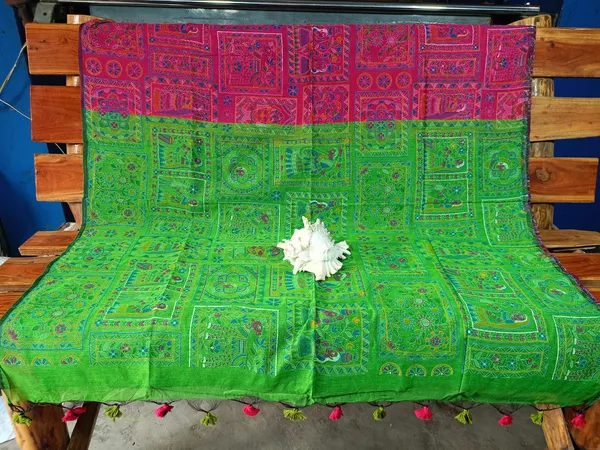 Pink_Madhubani_Cotton_Silk_Printed_Saree