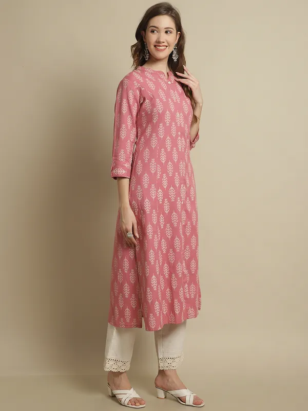 Pink_Cotton_Floral_Print_A-line_Kurta
