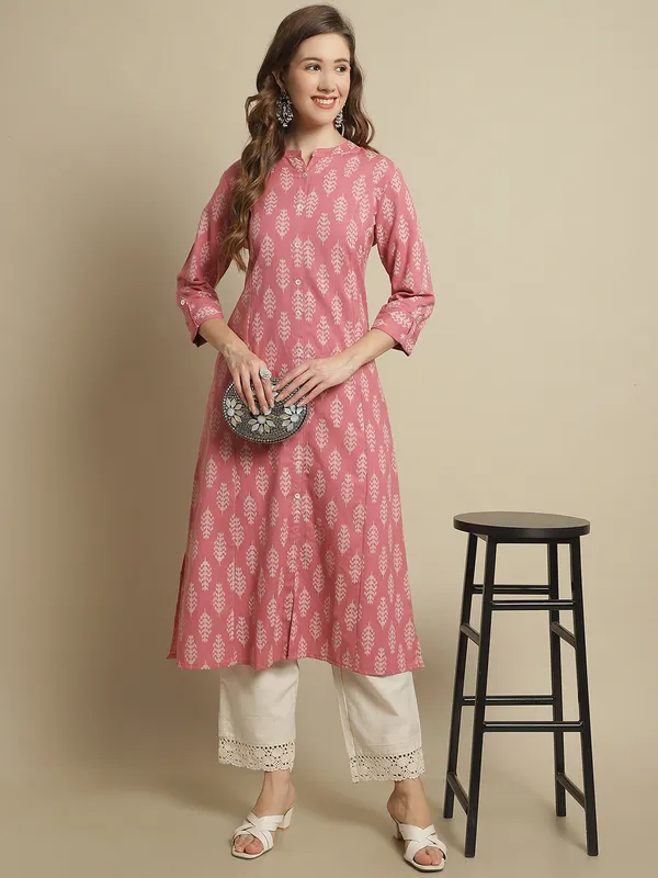 Pink_Cotton_Floral_Print_A-line_Kurta