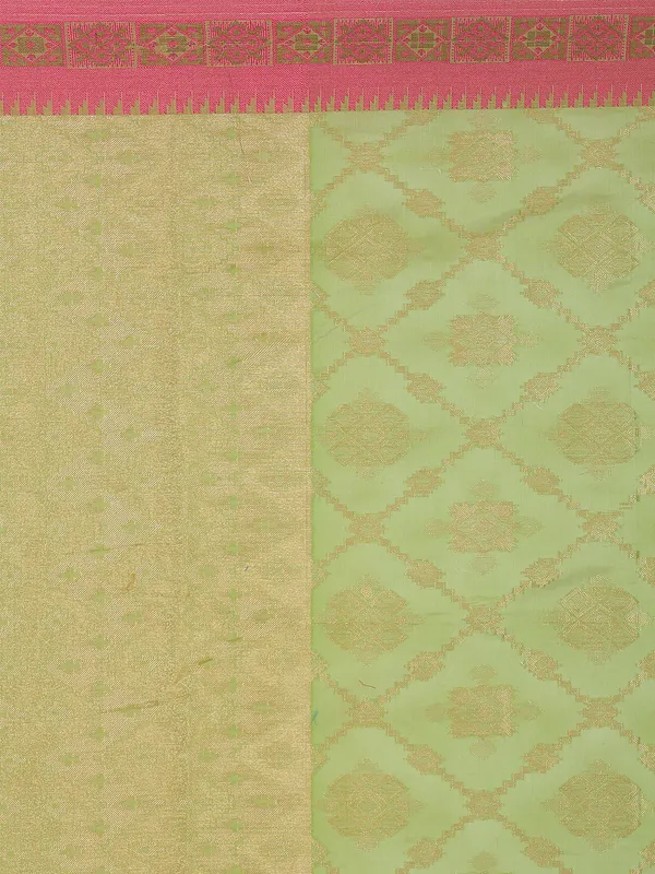 Green_Cotton_Blend_Banarasi_Sarees_For_Women