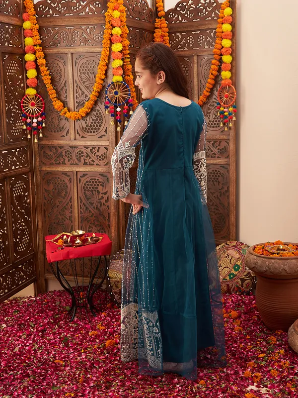 Teal_Dress_for_Girl_|_Fit_And_Flare