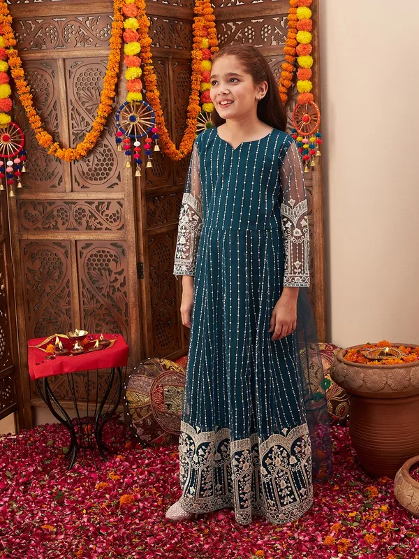 Teal_Dress_for_Girl_|_Fit_And_Flare