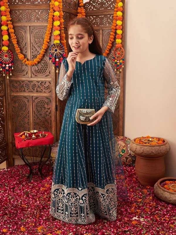 Teal_Dress_for_Girl_|_Fit_And_Flare