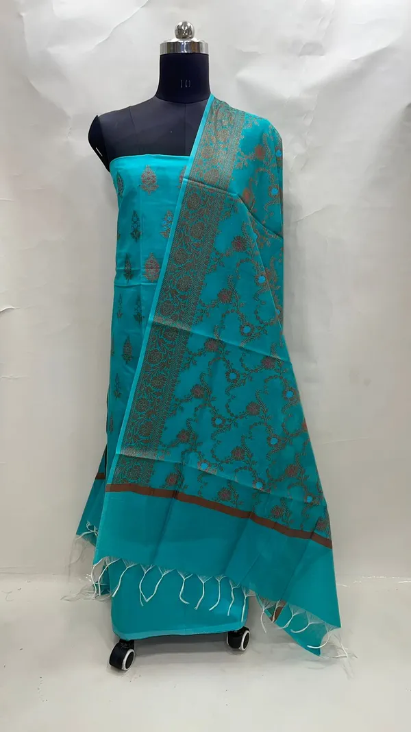 Humairah_Present_Sky_Blue_Cotton_Resham_Copper_Zari_3pcs_Suit_Set_accompanied_with_Plain_Bottom_and_Top_Copper_Zari_Cotton_Small_Mina_Boota_with_Sky_Blue_Mina_Jaal_Dupatta