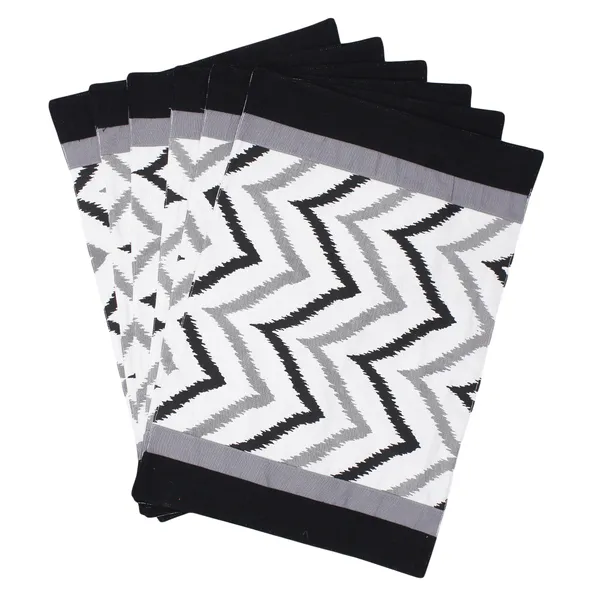 Pack_for_18_Pieces_Cotton_Black_Ikat_Chevron_Printed_Place_Mat_With_Napkin_Set_for_Dining_and_Center_Table