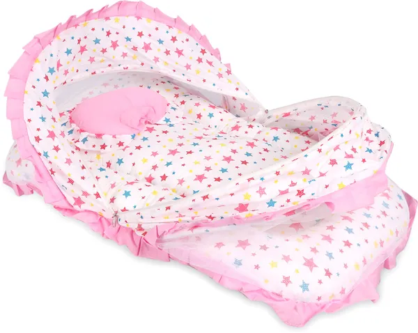 Joy_Jumbo_Extra_Large_Baby_Bedding_Set_with_Mosquito_net_and_Pillow_(Pink)_0-20_Months_(Pink)