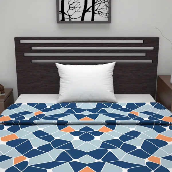 Geometric_Single_Dohar_for_AC_Room_(Polyester,_Navy_Blue_and_Orange)