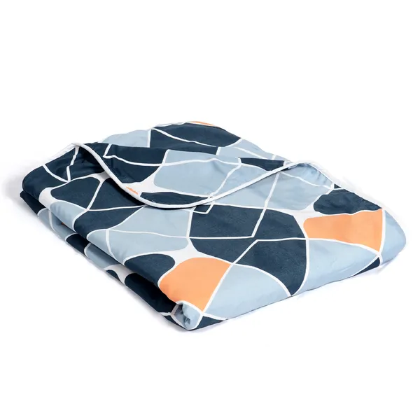 Geometric_Single_Dohar_for_AC_Room_(Polyester,_Navy_Blue_and_Orange)