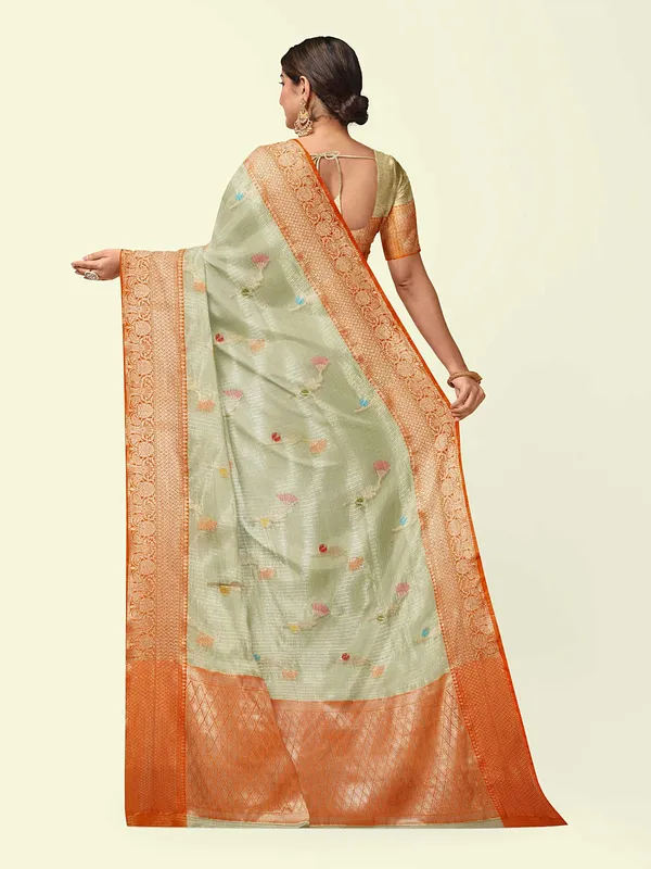 Sea_Green_Cotton_Blend_Banarasi_Sarees_For_Women