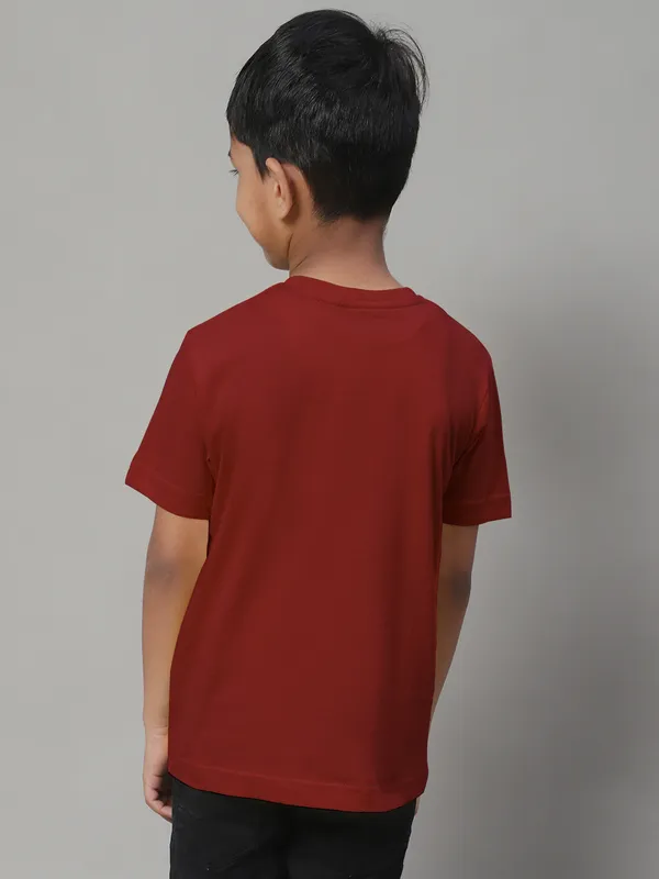 Maroon_Cotton_Rib_V-Neck_Short_Sleeves_T-Shirt_For_Kids