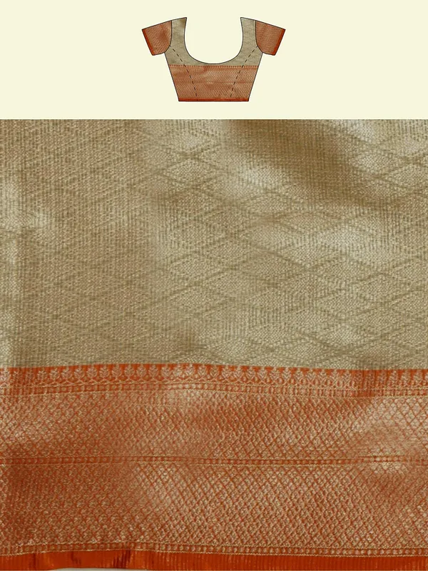 Cream_Cotton_Blend_Banarasi_Sarees_For_Women