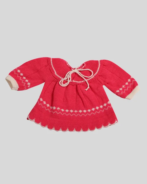 Dark_Pink_Woolen_Knitted_Frock_For_Baby
