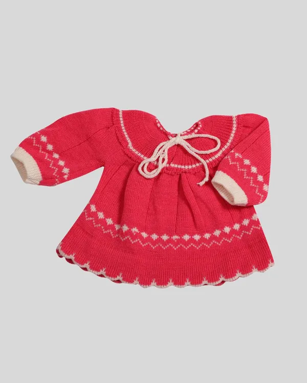 Dark_Pink_Woolen_Knitted_Frock_For_Baby