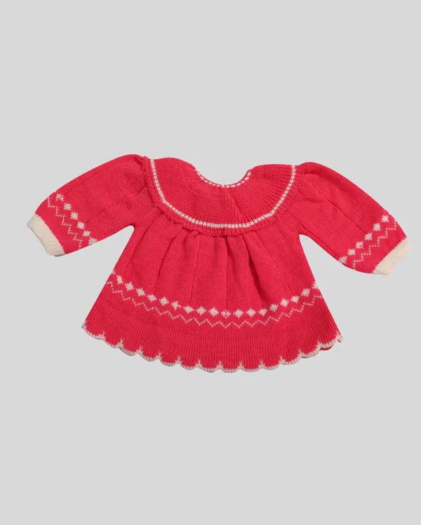 Dark_Pink_Woolen_Knitted_Frock_For_Baby