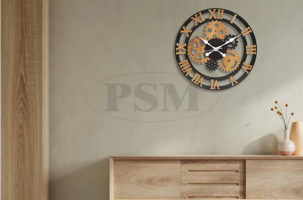 LASER_CUT_WOODEN_WALL_CLOCK_IVORY_BLACK__INCH_ROUND_PSM_1108