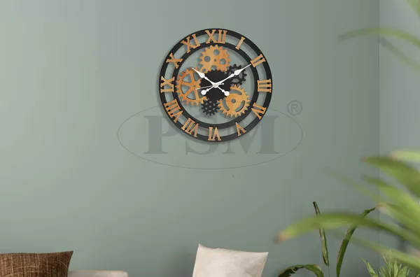LASER_CUT_WOODEN_WALL_CLOCK_IVORY_BLACK__INCH_ROUND_PSM_1108