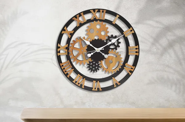 LASER_CUT_WOODEN_WALL_CLOCK_IVORY_BLACK__INCH_ROUND_PSM_1108