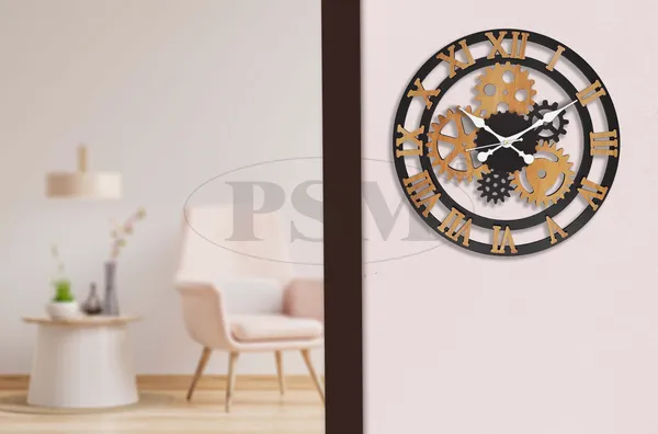 LASER_CUT_WOODEN_WALL_CLOCK_IVORY_BLACK__INCH_ROUND_PSM_1108