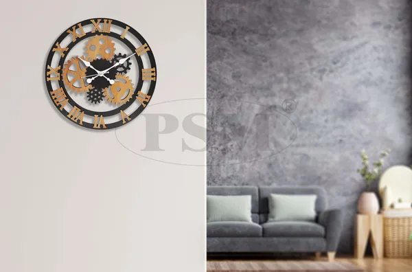 LASER_CUT_WOODEN_WALL_CLOCK_IVORY_BLACK__INCH_ROUND_PSM_1108