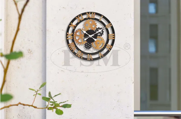 LASER_CUT_WOODEN_WALL_CLOCK_IVORY_BLACK__INCH_ROUND_PSM_1108