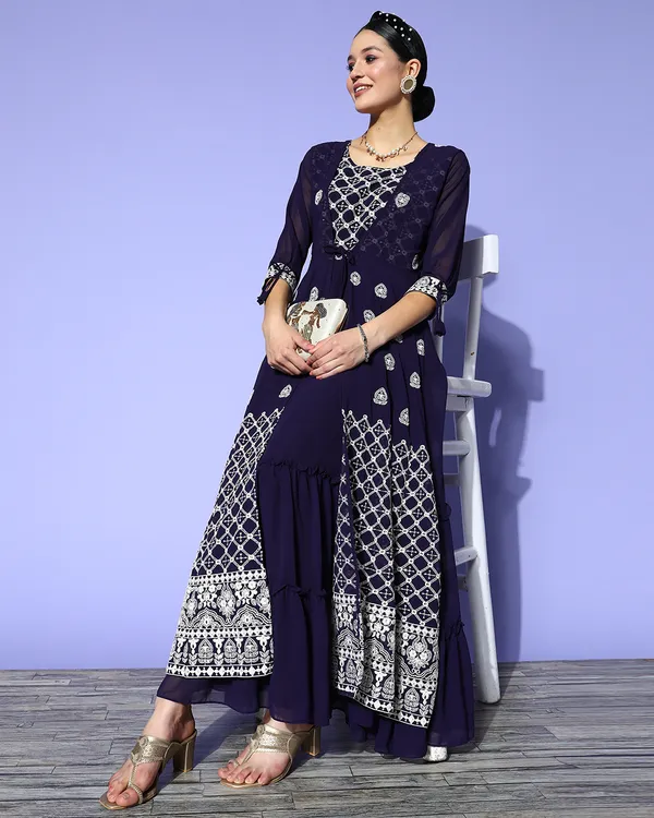 Purple_Georgette_Checks_Sequence_Embroidered_A-Line_Gown