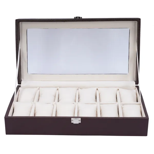 Watch_Box_Organizer_Holder_Jewelry_Accessories_Transparent_Display_Storage_Case_Watch_Organiser_Collection_Box_12_Slots_In_PU_Leather_For_Men_Women_Brown_Color