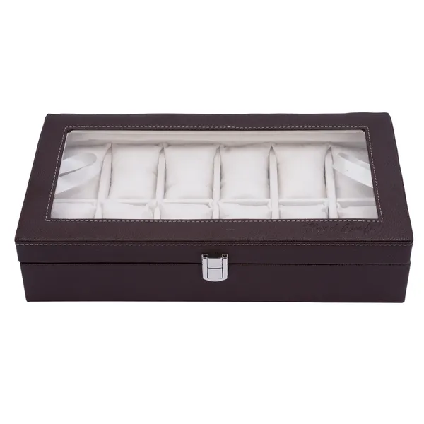 Watch_Box_Organizer_Holder_Jewelry_Accessories_Transparent_Display_Storage_Case_Watch_Organiser_Collection_Box_12_Slots_In_PU_Leather_For_Men_Women_Brown_Color