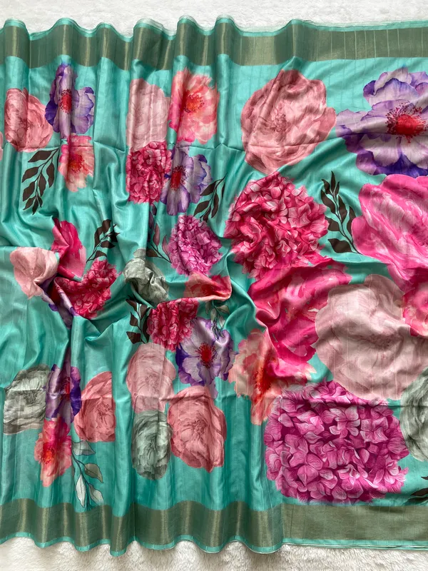 Shrishti_Sky_Blue_–_Creative_Navratri_Special_|_Soft_Tussar_Silk_Saree_with_Print,_Border_&_Contrast_Print_Blouse_with_Tassels