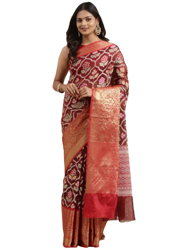 Maroon_Art_Silk_Banarasi_Sarees_For_Women