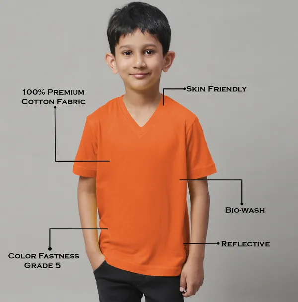 Orange_Cotton_Rib_V-Neck_Short_Sleeves_T-Shirt_For_Kids