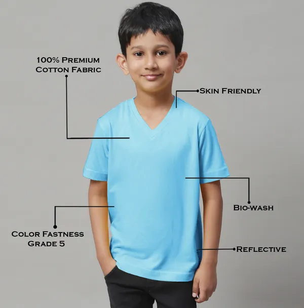 Turquoise_Blue_Cotton_Rib_V-Neck_Short_Sleeves_T-Shirt_For_Kids