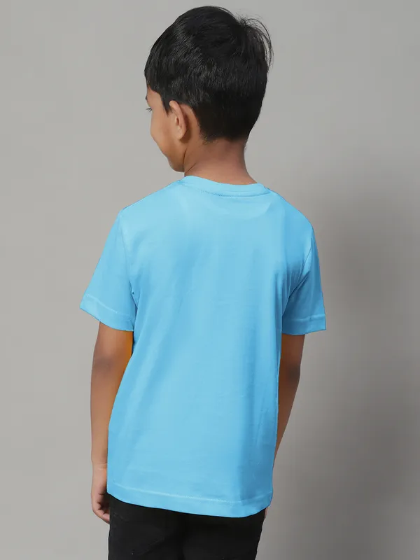 Turquoise_Blue_Cotton_Rib_V-Neck_Short_Sleeves_T-Shirt_For_Kids