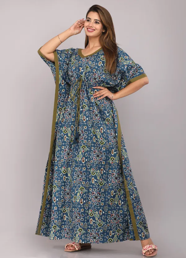 Blue_Pure_Cotton_Kaftan_For_Women