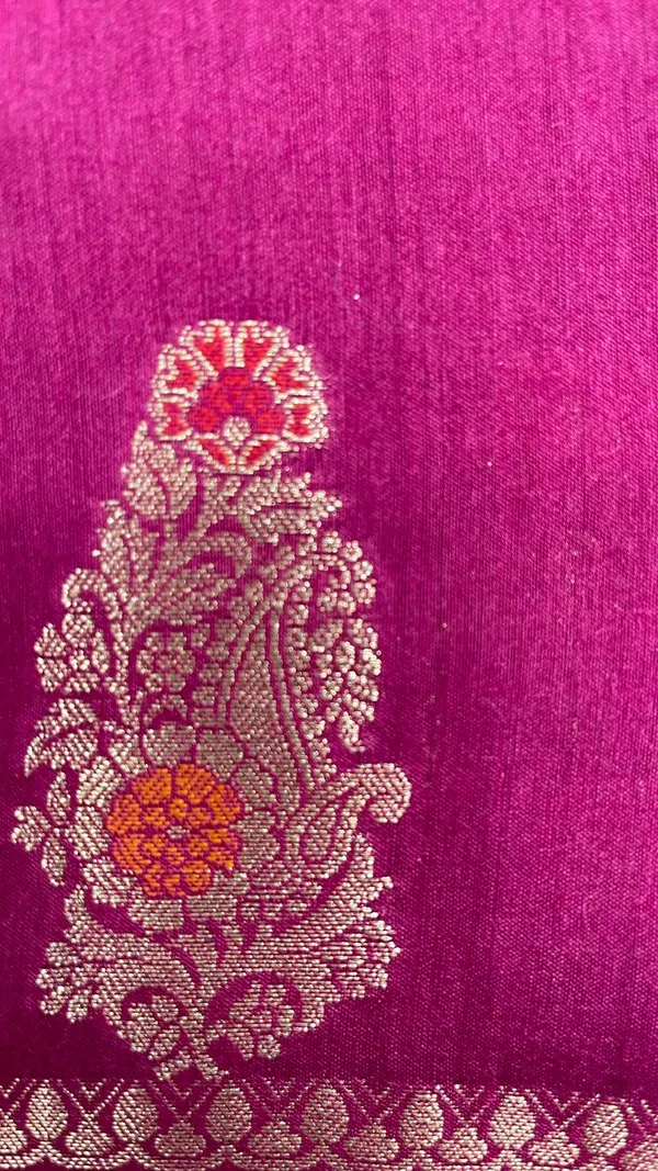 Humairah_Pure_Handwoven_Purple_Muga_Silk_Zari_Mina_Booti_Minakari_Jaal_Anchal_with_Minakari_Zari_Border_Banarasi_Saree_with_Purple_Blouse_piece