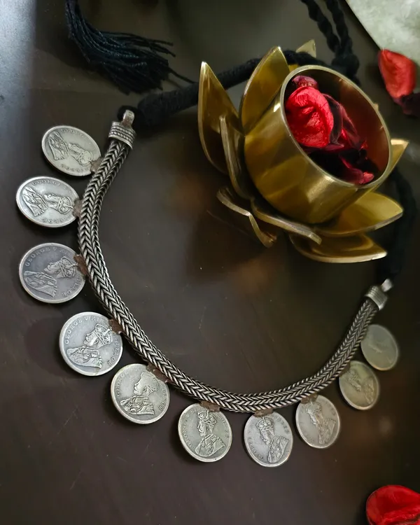 Silver coin necklace on sale