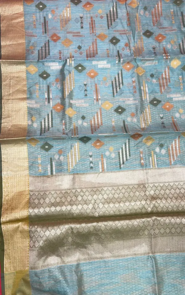 Green_Mulberry_Silk/Silk_Blend_Banarasi_Sarees_For_Women