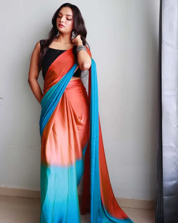 Maroon_And_Blue_Color_1-Minute_Ready_To_Wear_Naylon_Saree_With_Blouse_Piece